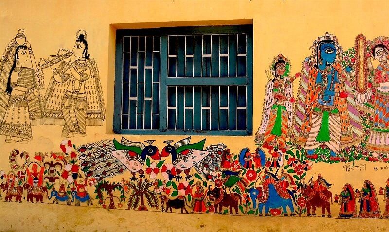 madhubani paintings following the homes of patna